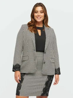 Fiorella Rubino Giacche E Blazer|Blazer Pied De Poule Con Pizzo