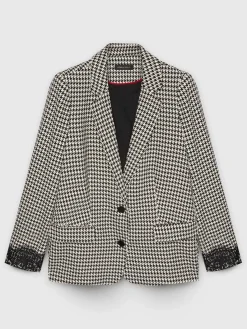 Fiorella Rubino Giacche E Blazer|Blazer Pied De Poule Con Pizzo