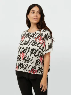 Fiorella Rubino Camicie E Bluse|Blusa In Raso Con Loghi E Cuori