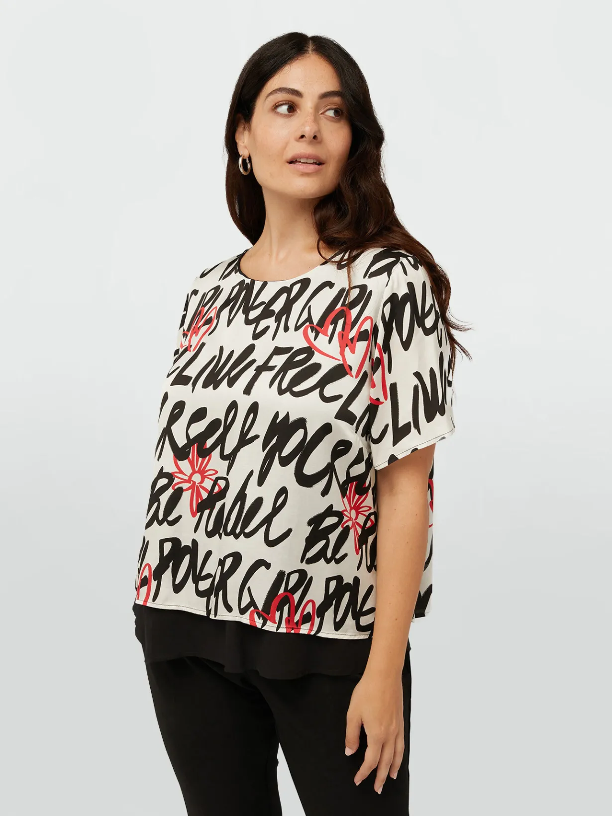 Fiorella Rubino Camicie E Bluse|Blusa In Raso Con Loghi E Cuori