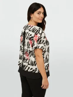 Fiorella Rubino Camicie E Bluse|Blusa In Raso Con Loghi E Cuori