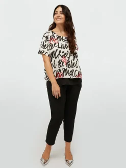 Fiorella Rubino Camicie E Bluse|Blusa In Raso Con Loghi E Cuori