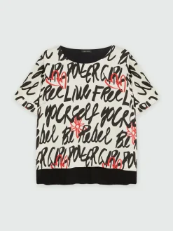 Fiorella Rubino Camicie E Bluse|Blusa In Raso Con Loghi E Cuori