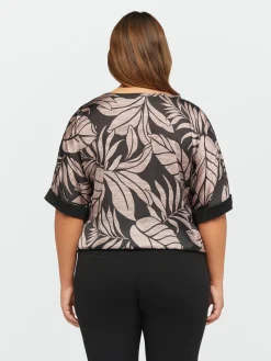 Fiorella Rubino Camicie E Bluse|Blusa In Satin Dalla Stampa Foliage