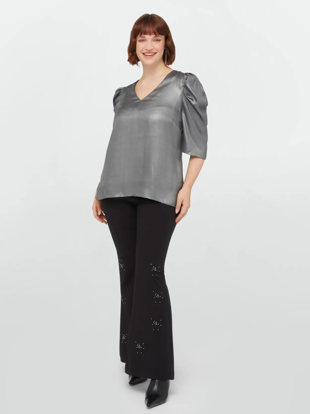 Fiorella Rubino Top E T-Shirt|Blusa In Tessuto Spalmato Con Scollo A V