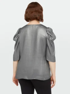 Fiorella Rubino Top E T-Shirt|Blusa In Tessuto Spalmato Con Scollo A V