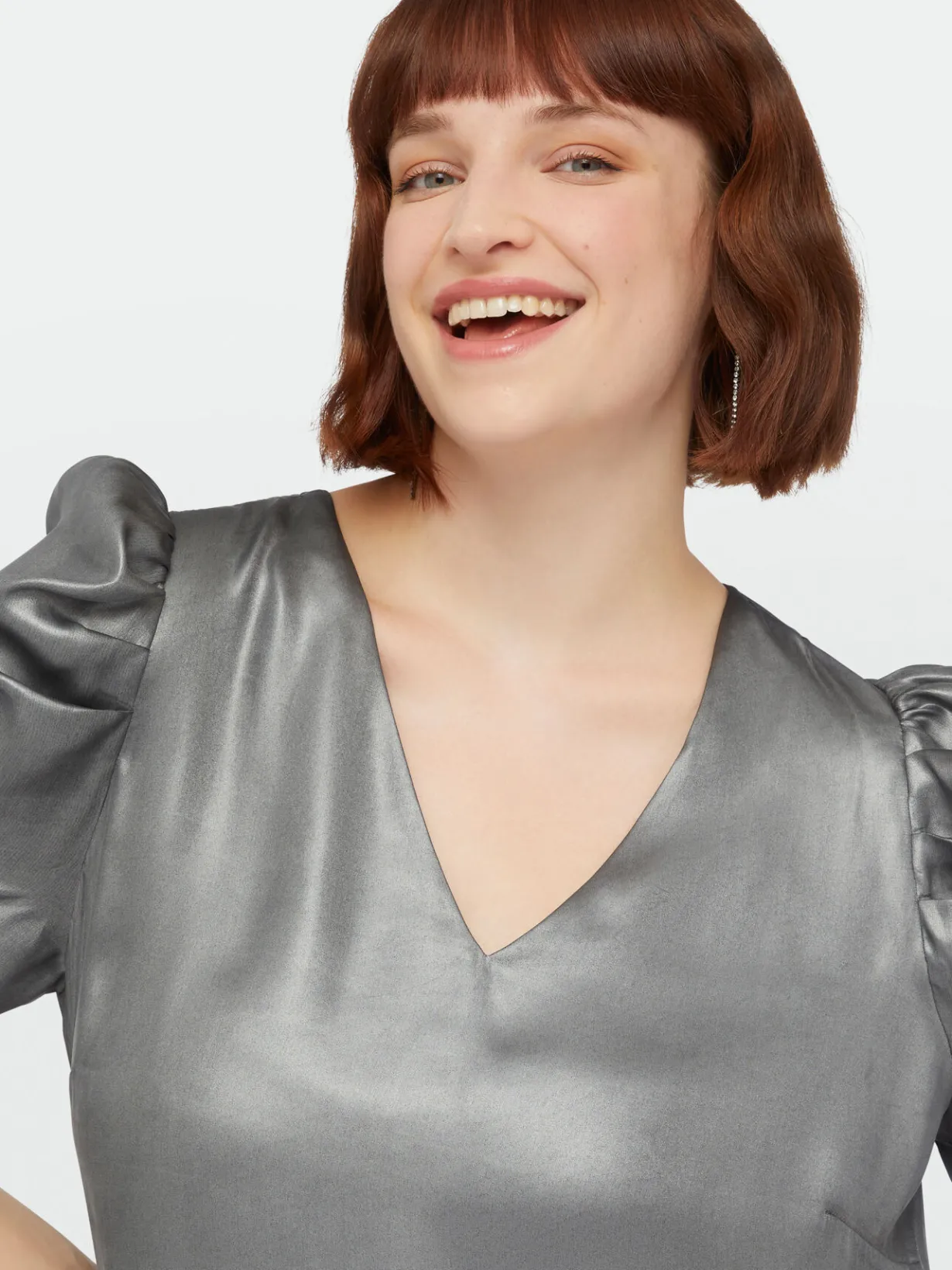 Fiorella Rubino Top E T-Shirt|Blusa In Tessuto Spalmato Con Scollo A V