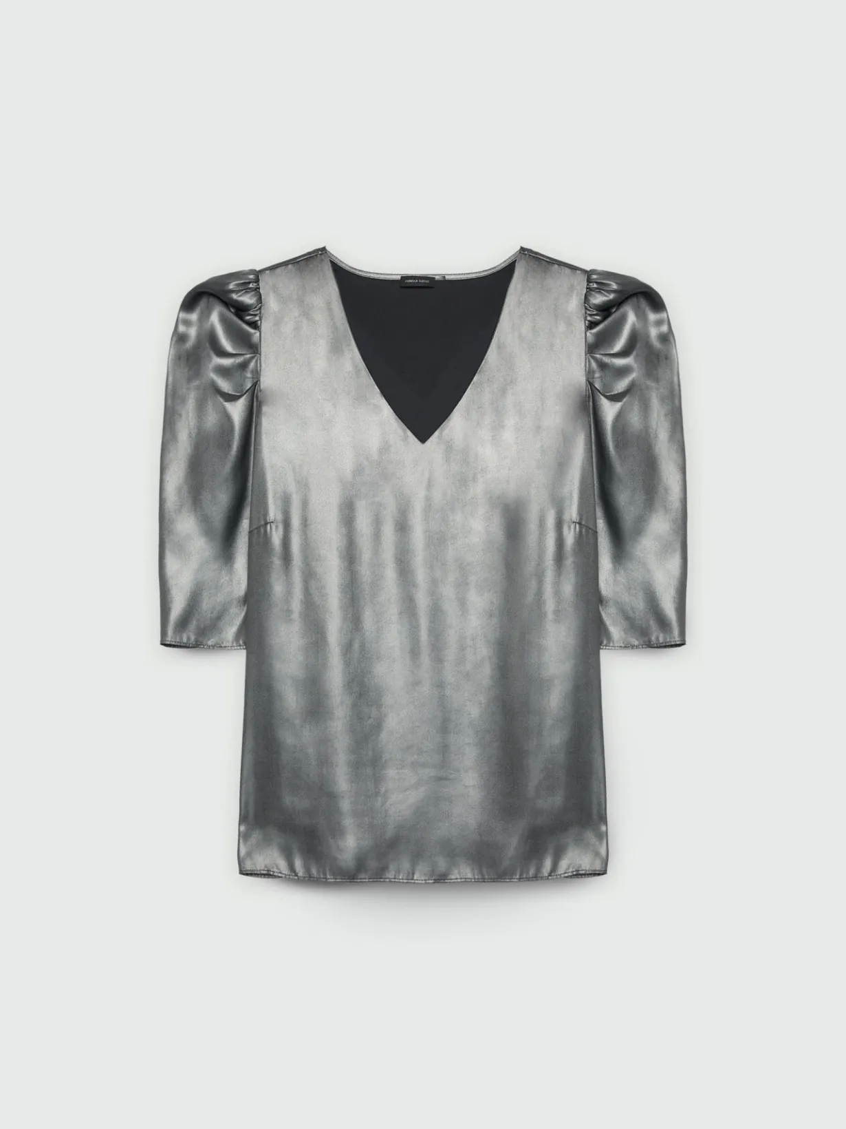 Fiorella Rubino Top E T-Shirt|Blusa In Tessuto Spalmato Con Scollo A V