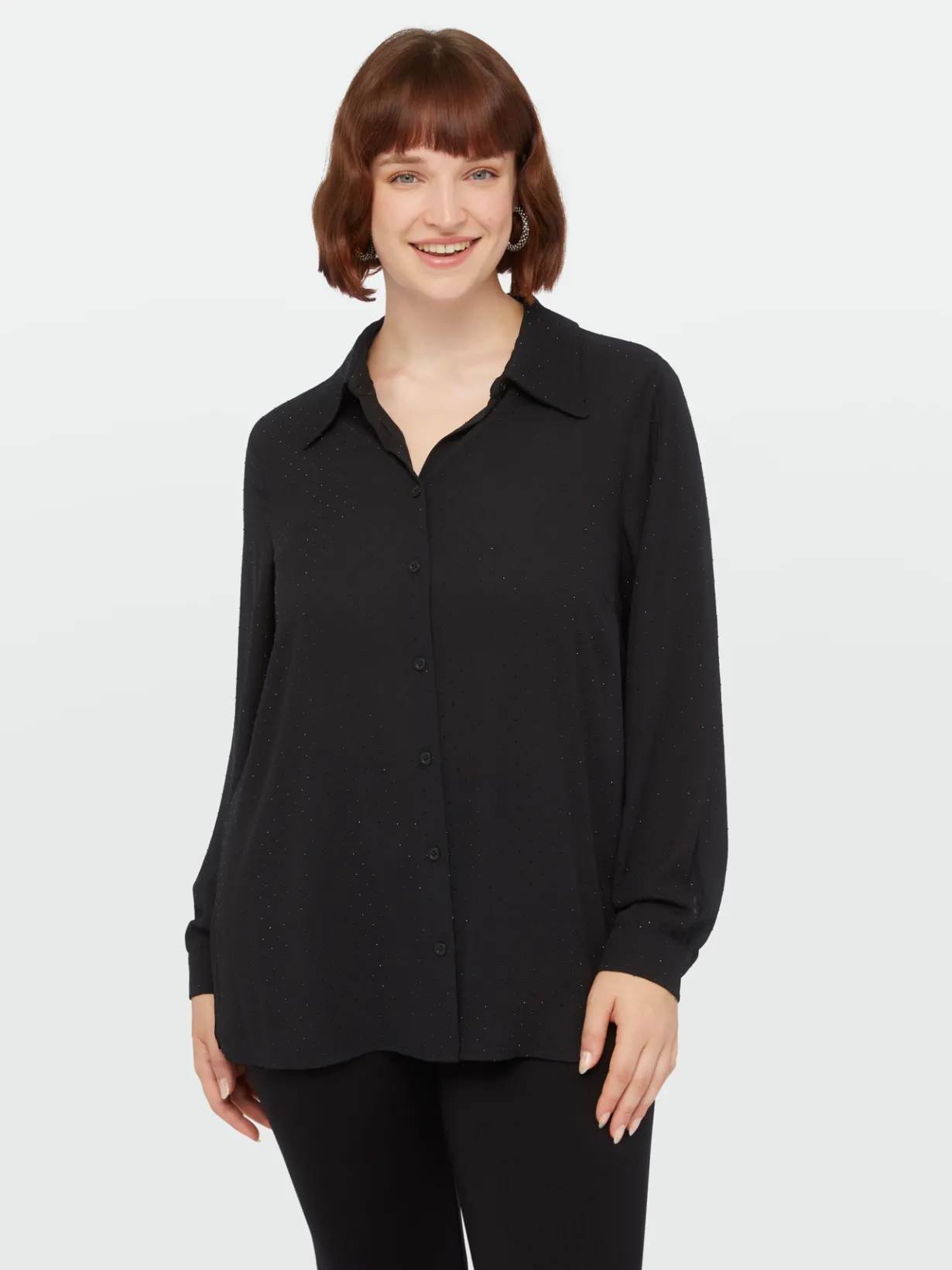 Fiorella Rubino Camicie E Bluse|Camicia Con Cristalli Tono Su Tono