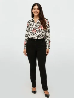 Fiorella Rubino Camicie E Bluse|Camicia In Raso Dalla Stampa Loghi