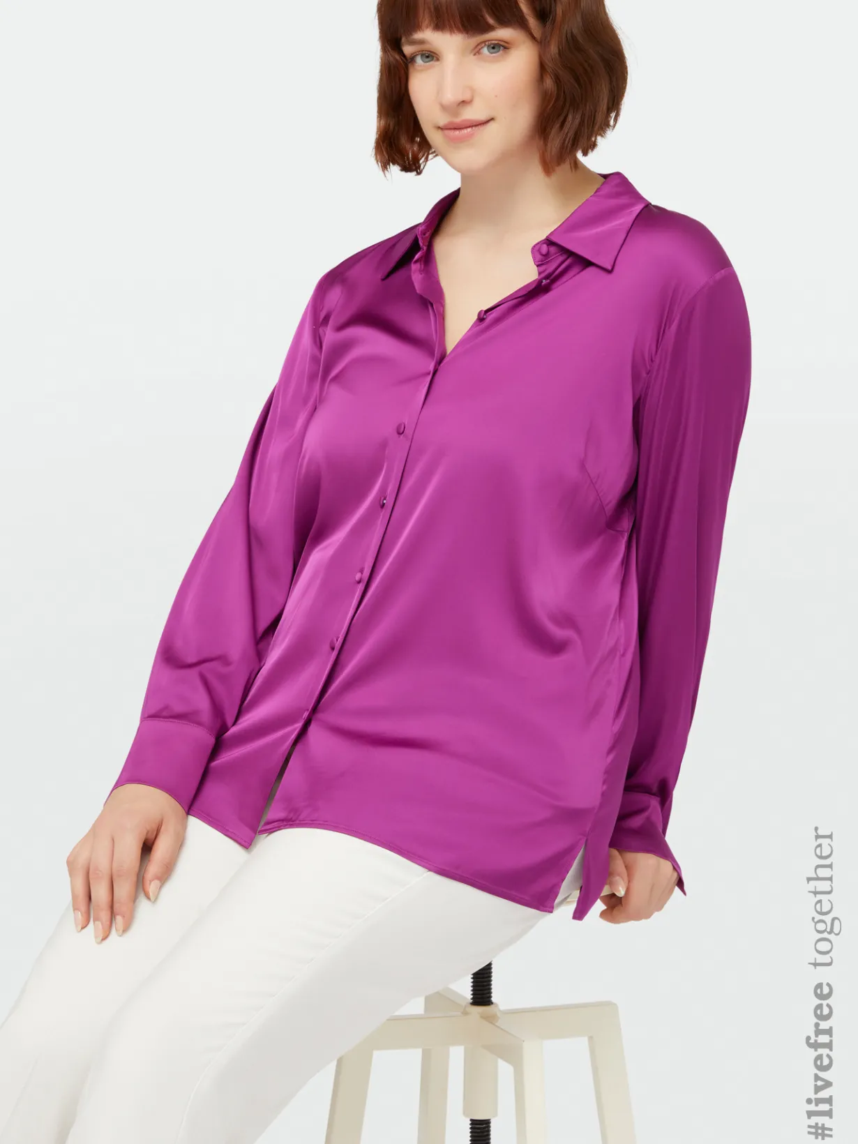 Fiorella Rubino Camicie E Bluse|Camicia In Raso Di Viscosa LENZING™ ECOVERO™