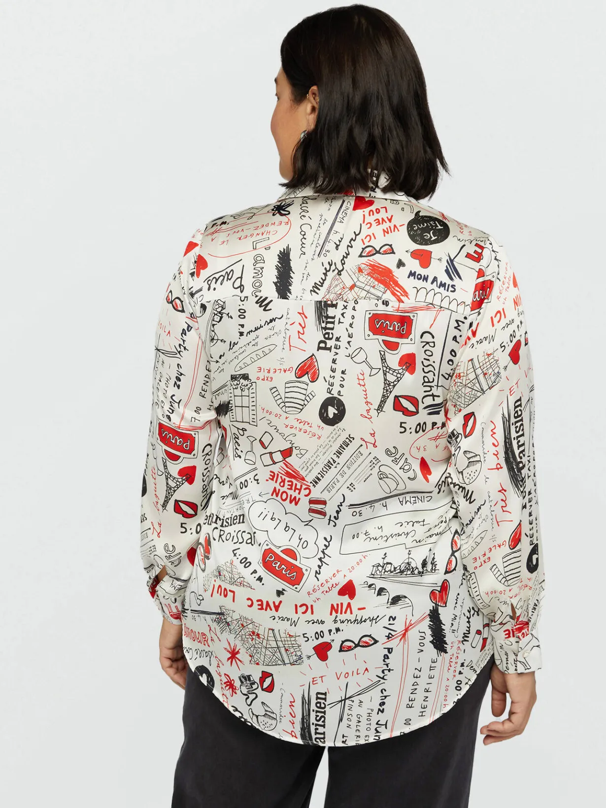 Fiorella Rubino Camicie E Bluse|Camicia In Satin Stampa Lettering All Over