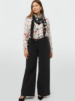Fiorella Rubino Camicie E Bluse|Camicia In Satin Stampa Lettering All Over