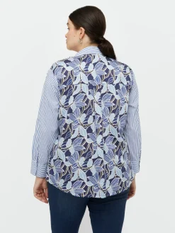 Fiorella Rubino Camicie E Bluse|Camicia Rigata Con Dietro A Fiori