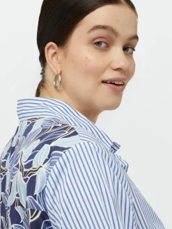 Fiorella Rubino Camicie E Bluse|Camicia Rigata Con Dietro A Fiori
