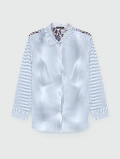 Fiorella Rubino Camicie E Bluse|Camicia Rigata Con Dietro A Fiori