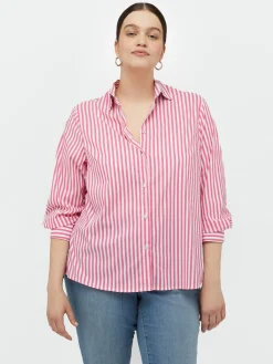 Fiorella Rubino Camicie E Bluse|Camicia Rigata Con Dietro A Fiori