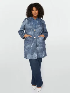 Fiorella Rubino Cappotti E Giubbotti|Cappotto Leggero Stampato Effetto Denim