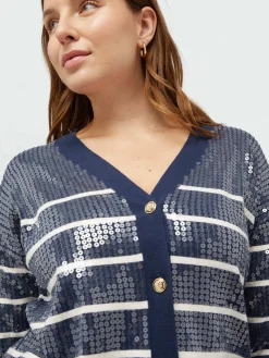 Fiorella Rubino Maglie E Felpe|Cardigan A Righe Full Paillettes