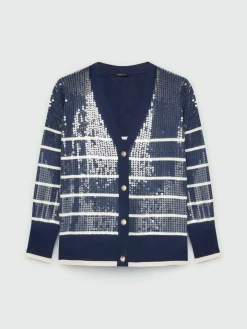 Fiorella Rubino Maglie E Felpe|Cardigan A Righe Full Paillettes