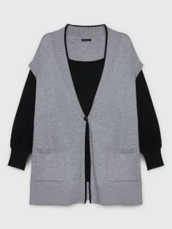 Fiorella Rubino Maglie E Felpe|Cardigan Bicolor In Viscosa LENZING™ ECOVERO™
