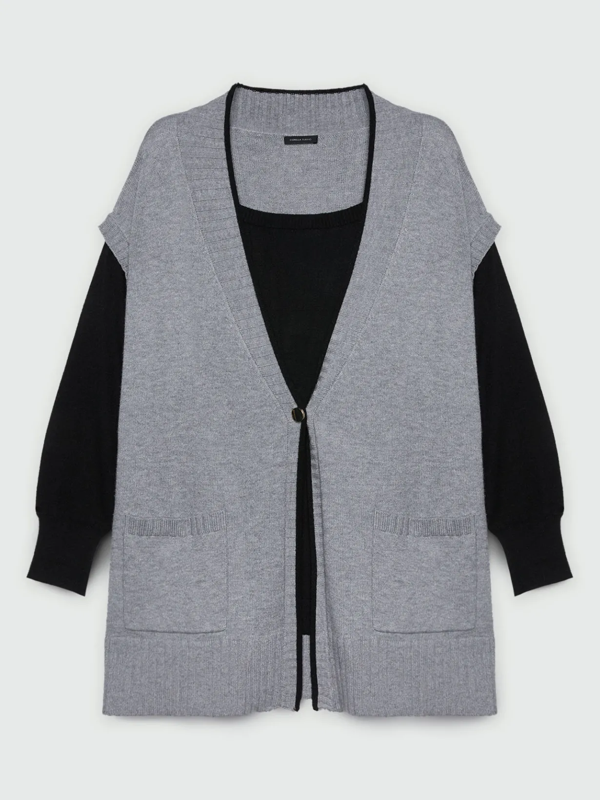 Fiorella Rubino Maglie E Felpe|Cardigan Bicolor In Viscosa LENZING™ ECOVERO™
