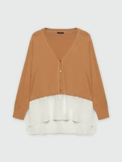 Fiorella Rubino Maglie E Felpe|Cardigan Con Inserto Al Fondo