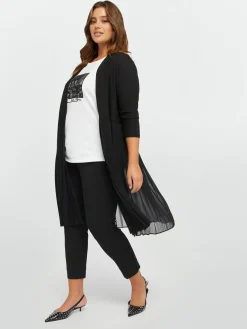 Fiorella Rubino Maglie E Felpe|Cardigan Lungo Con Parte Inferiore Plissé