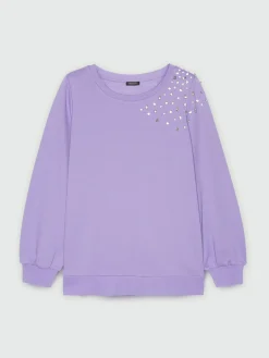 Fiorella Rubino Maglie E Felpe|Felpa Con Ricami Brillanti