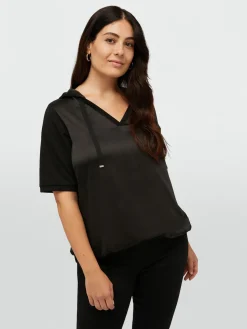 Fiorella Rubino Maglie E Felpe|Felpa In Due Tessuti Con Cappuccio
