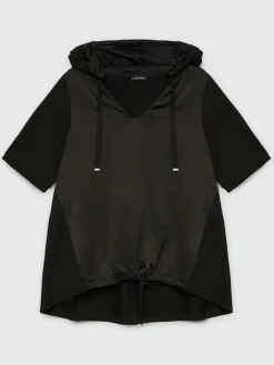 Fiorella Rubino Maglie E Felpe|Felpa In Due Tessuti Con Cappuccio