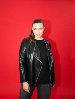 Fiorella Rubino Cappotti E Giubbotti|Giacche E Blazer|Giacca Biker Con Catena