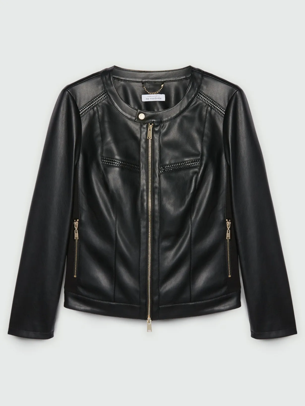 Fiorella Rubino Cappotti E Giubbotti|Giacche E Blazer|Giacca Biker Con Inserti Intrecciati