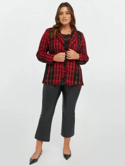 Fiorella Rubino Giacche E Blazer|Giacca Tartan Con Orli Sfrangiati