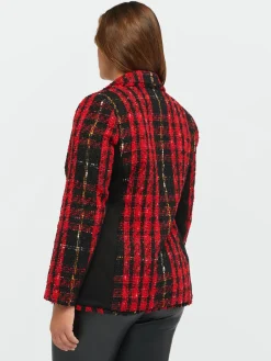 Fiorella Rubino Giacche E Blazer|Giacca Tartan Con Orli Sfrangiati