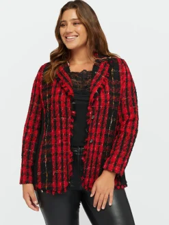Fiorella Rubino Giacche E Blazer|Giacca Tartan Con Orli Sfrangiati