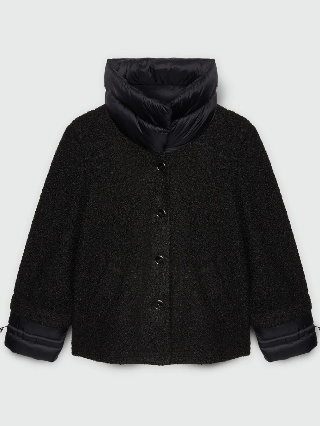 Fiorella Rubino Cappotti E Giubbotti|Giaccone In Nylon E Tessuto Bouclé