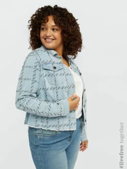 Fiorella Rubino Giacche E Blazer|Giubbotto In Denim Con Strass Disegno Galles