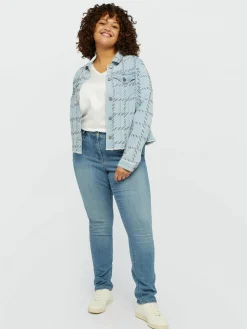 Fiorella Rubino Giacche E Blazer|Giubbotto In Denim Con Strass Disegno Galles