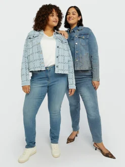 Fiorella Rubino Giacche E Blazer|Giubbotto In Denim Con Strass Disegno Galles
