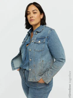 Fiorella Rubino Giacche E Blazer|Giubbotto In Denim Con Strass