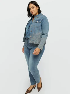 Fiorella Rubino Giacche E Blazer|Giubbotto In Denim Con Strass