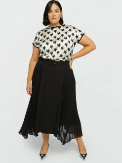 Fiorella Rubino Gonne|Gonna Midi Con Inserti Plissè