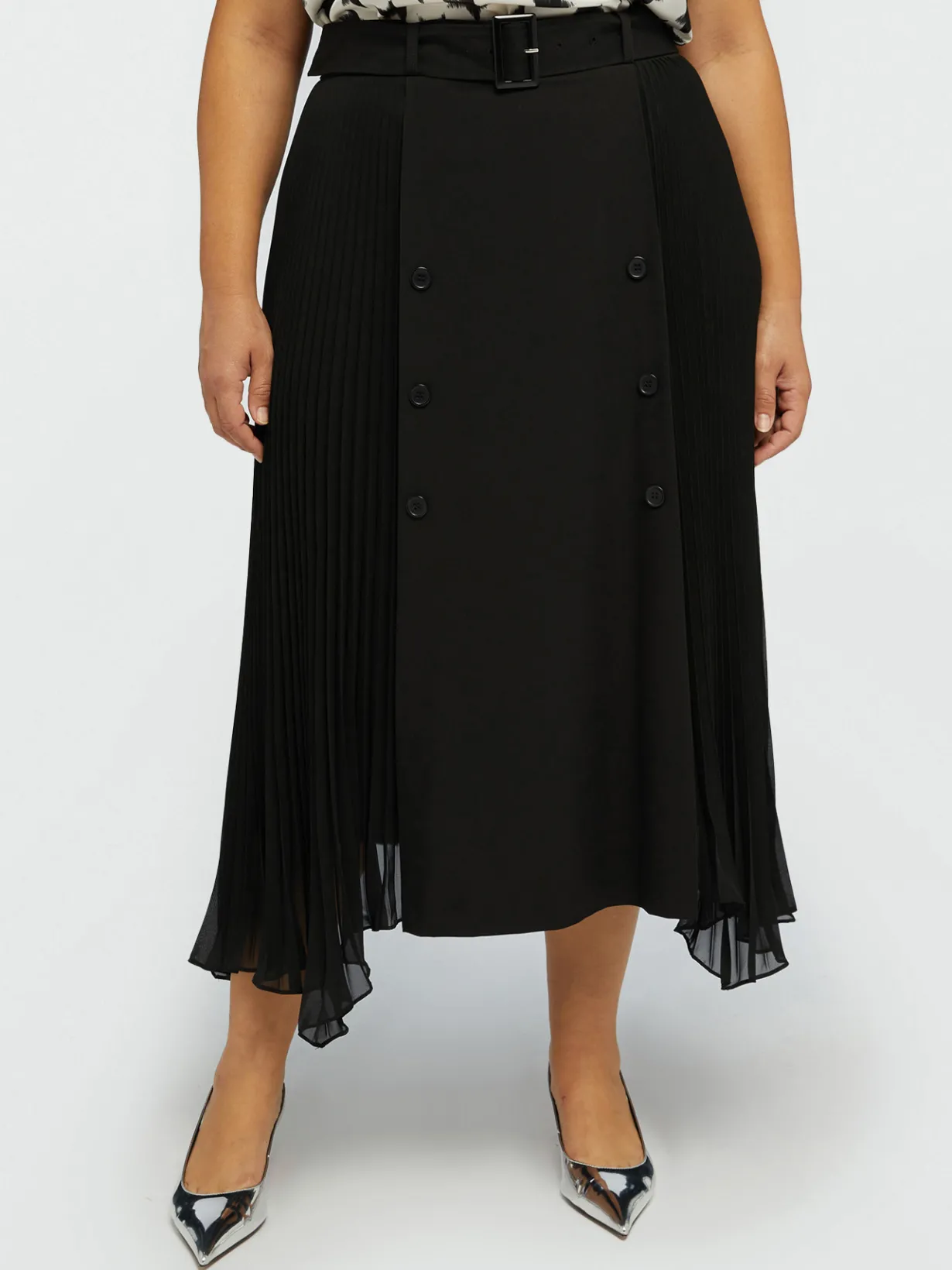 Fiorella Rubino Gonne|Gonna Midi Con Inserti Plissè