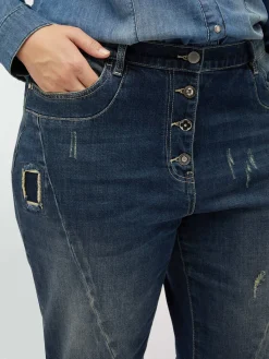 Fiorella Rubino Jeans|Jeans Barrel Con Strappi E Patch