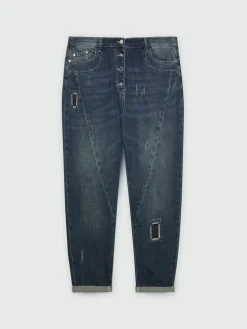 Fiorella Rubino Jeans|Jeans Barrel Con Strappi E Patch