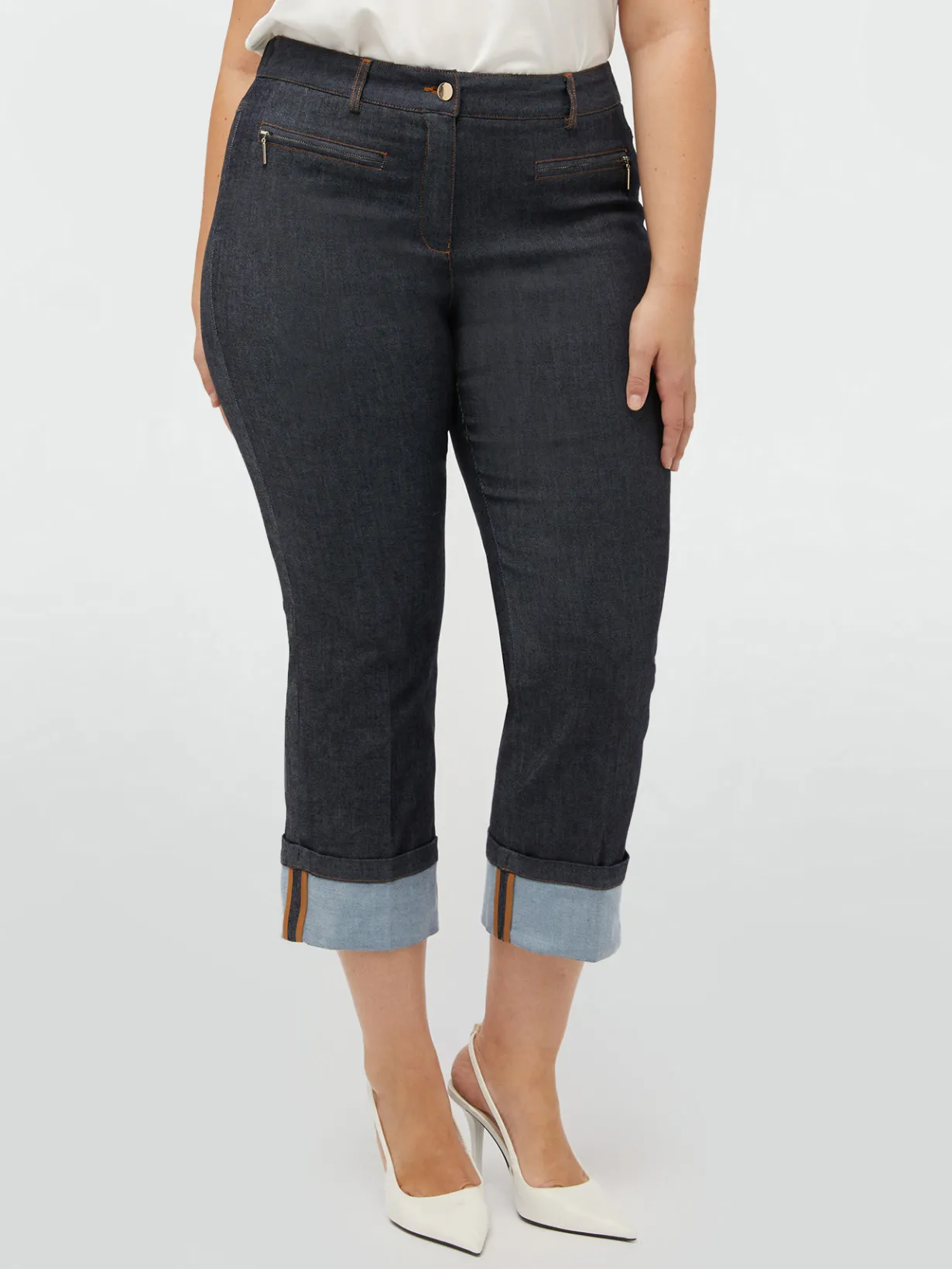 Fiorella Rubino Jeans|Completi Colorati|Jeans Con Maxi Risvolto