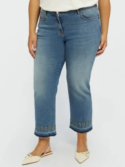 Fiorella Rubino Jeans|Jeans Cropped Con Ricamo Etnico