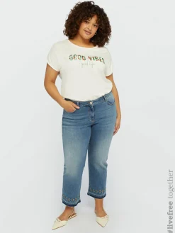 Fiorella Rubino Jeans|Jeans Cropped Con Ricamo Etnico