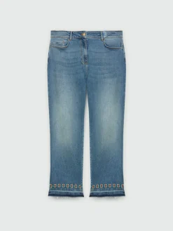 Fiorella Rubino Jeans|Jeans Cropped Con Ricamo Etnico